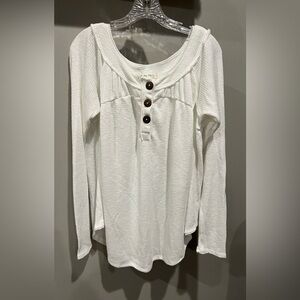 We The Free Women’s White Long Sleeve Shirt Size Large Button Chest